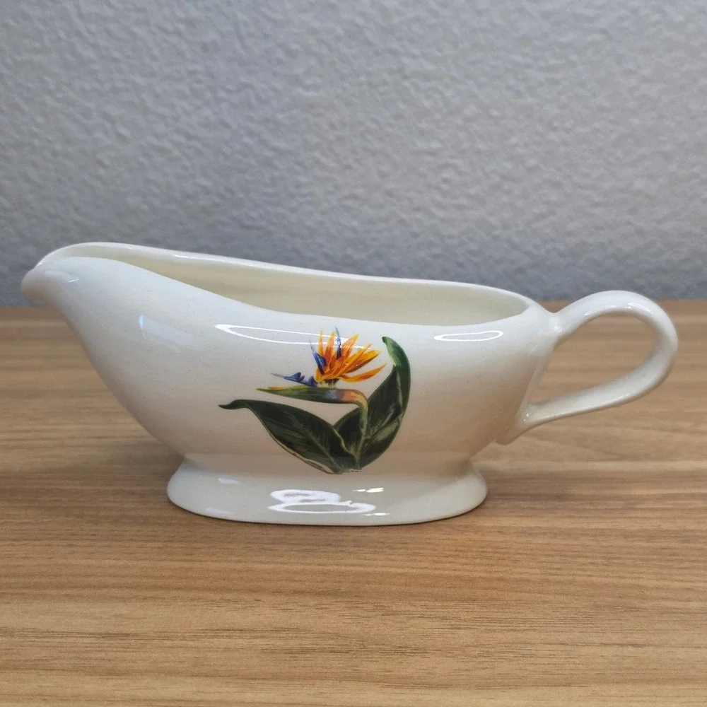 Santa Anita Ware Bird of Paradise Salt & Pepper Shakers-Creamer-Soup Bowl 1949